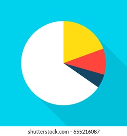Pie Chart Icon. Vector Illustration Flat Style Item with Long Shadow. Data Analysis.