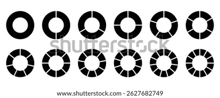 Pie chart icon vector illustration graphic design. Infographic wheel segment or section parts. Circle section graph.. Flat process cycle. Progress sectors. Geometric element. 