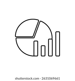pie chart icon, vector line isolated on white background. trendy and modern design