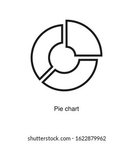 Pie chart icon vector on white background. Analytics black icon illustration