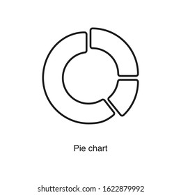 Pie chart icon vector on white background. Analytics black icon illustration