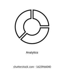 Pie chart icon vector on white background. Analytics black icon illustration