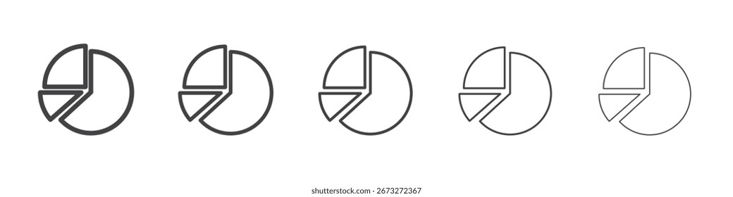 Icono de gráfico circular Vector esquema conjunto ilustración signo