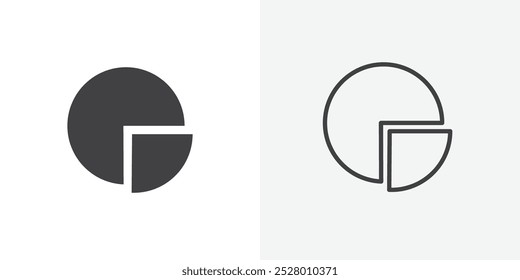 Conjunto de iconos de Vector de gráfico circular en color blanco y negro.