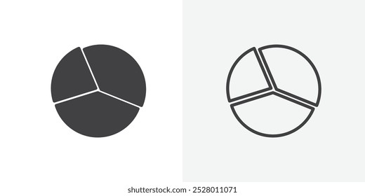 Pie chart icon vector icon set in black and white color.