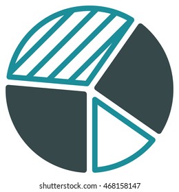 Pie Chart icon. Vector style is bicolor flat iconic symbol with rounded angles, soft blue colors, white background.