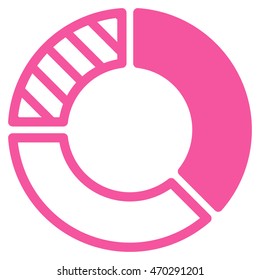 Pie Chart icon. Vector style is flat iconic symbol with rounded angles, pink color, white background.