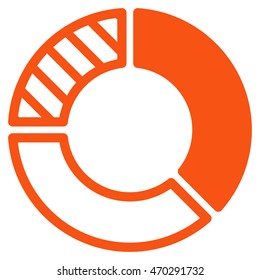 Pie Chart icon. Vector style is flat iconic symbol with rounded angles, orange color, white background.
