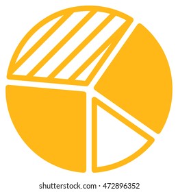 Pie Chart icon. Vector style is flat iconic symbol with rounded angles, yellow color, white background.