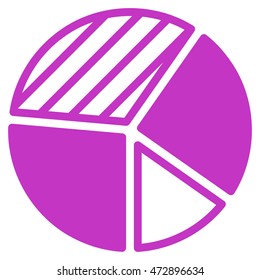 Pie Chart icon. Vector style is flat iconic symbol with rounded angles, violet color, white background.