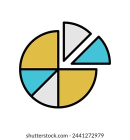 pie chart icon with white background vector stock illustration