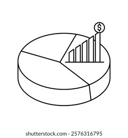 Pie Chart icon with white background vector stock illustration