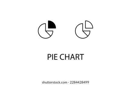 Pie chart icons with 2 styles outline icon, glyph icon, vector stock
