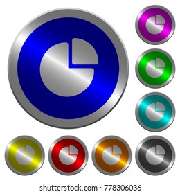 Pie chart icons on round luminous coin-like color steel buttons