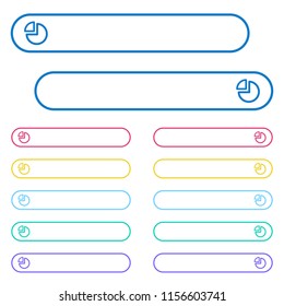 Pie chart icons in rounded color menu buttons. Left and right side icon variations.