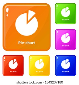 Pie chart icons set collection vector 6 color isolated on white background
