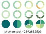 Pie chart icons.Different color circles. donut and pie chart infographic of vector illustration