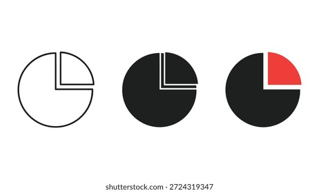 Ilustração do gráfico de pizza com esquemas de cores diferentes