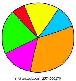 pie chart illustration hand drawn isolated vector