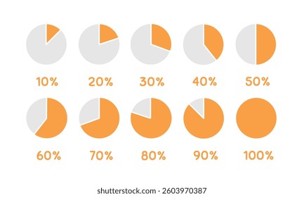 Pie chart illustration set material