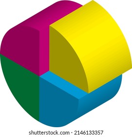 Gráfico circular, ilustración, vector sobre un fondo blanco.