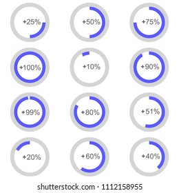 Pie chart with increasing interest in the circle for brochures, presentations, articles, reports, plans