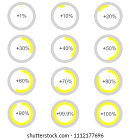 Pie chart with increasing interest in the circle for brochures, presentations, articles, reports, plans