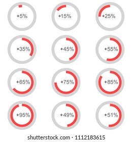 Pie chart with increasing interest in the circle for brochures, presentations, articles, reports, plans