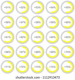 Pie chart with increasing interest in the circle for brochures, presentations, articles, reports, plans