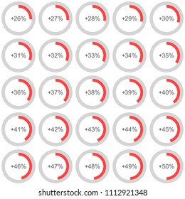 Pie chart with increasing interest in the circle for brochures, presentations, articles, reports, plans