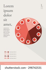 Pie Chart Info Graphic Vector Design/Birthday Cake With Text/Poster Design With Percentage Chart