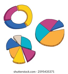 pie chart infographic. circle diagram for infographic, data analysis, web design, illustration, presentation. hand drawing style.