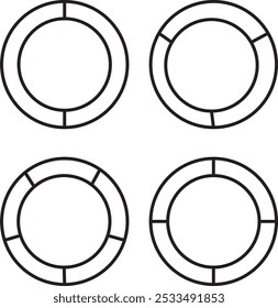 Pie chart infographic collection with 3,4,5,6 and 7,8 sections or steps. Set of circle diagram, infographic design. Infographic element.