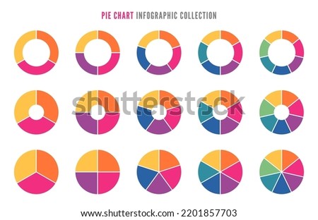 Pie chart infographic collection. Pie chart diagrams for analysis and statistics. Round pie chart diagram collection. Vector