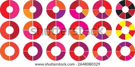 pie chart infographic design. Flat process cycle. Progress sectors. business elements and statistics with numbers. Colorful 1,2,3,4,5,6,7,8,9,10,11,12 ,13,14,15sections. Wheel round	