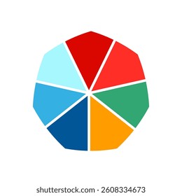 Pie chart infographic. Diagram with sections or parts. Segmented circle icons for infographic, data analysis, web design, ui or presentation. Vector illustration