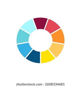 Pie chart infographic. Diagram with sections or parts. Segmented circle icons for infographic, data analysis, web design, ui or presentation. Vector illustration