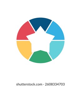 Pie chart infographic. Diagram with sections or parts. Segmented circle icons for infographic, data analysis, web design, ui or presentation. Vector illustration