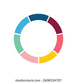 Pie chart infographic. Diagram with sections or parts. Segmented circle icons for infographic, data analysis, web design, ui or presentation. Vector illustration