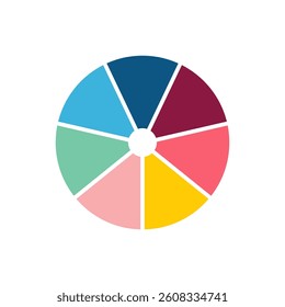 Pie chart infographic. Diagram with sections or parts. Segmented circle icons for infographic, data analysis, web design, ui or presentation. Vector illustration