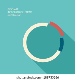 Pie chart infographic element in modern flat design with long shadows suitable for presentations, reports, etc. Eps10 vector illustration.