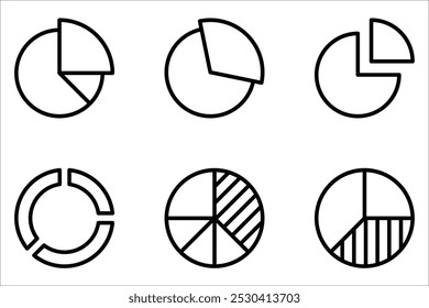 Conjunto de ícones infográficos do gráfico de pizza. Coleção de diagramas de círculo para infográfico, análise de dados, web design em fundo branco