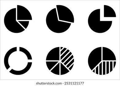 Conjunto de ícones infográficos do gráfico de pizza. Coleção de diagramas de círculo para infográfico, análise de dados, web design em fundo branco