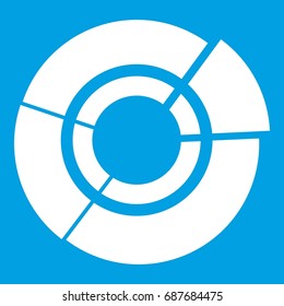 Pie chart for infographic icon white isolated on blue background vector illustration