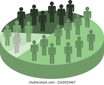 Pie Chart Infographic with People Standing on 3D Chart