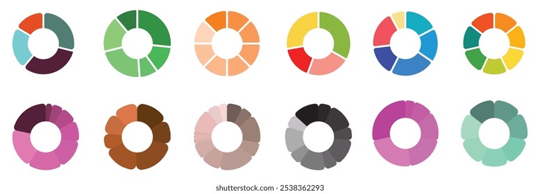 Pie chart infographic set. Circle diagram collection with sections or part of design eps 10