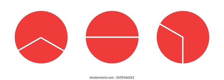 Pie chart infographic set. Circle diagram collection with sections or parts. Segmented circle icons for infographic, data analysis, web design, ui or presentation.