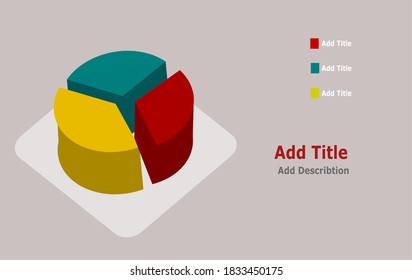 Pie chart infographic template with 3 segments used for displaying business percentage data  