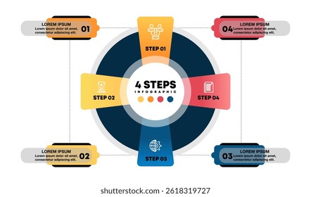 Pie chart infographic template with 4 options for presentation. suitable for business presentations. Vector illustration Eps
