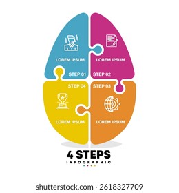 Pie chart infographic template with 4 options for presentation. Puzzle egg shaped diagram Vector illustration Eps